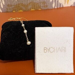 BYCHARI Gold and White Necklace with Dainty Design